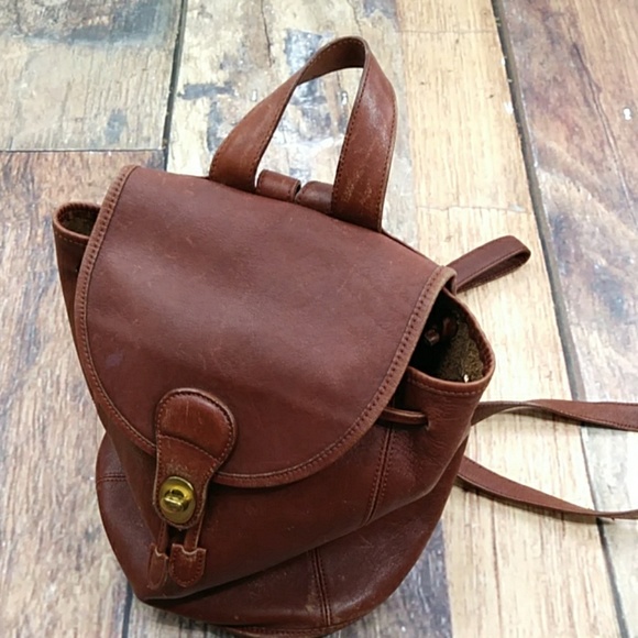 none Handbags - Heavy Brown Raw Leather Mini Backpack